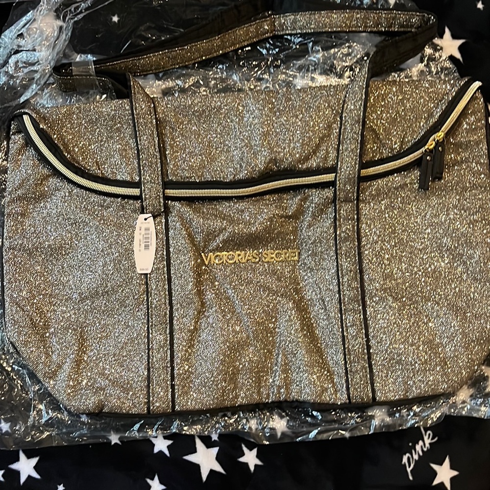 Rare gold sparkly Victoria’s Secret sparkly gold tote bag